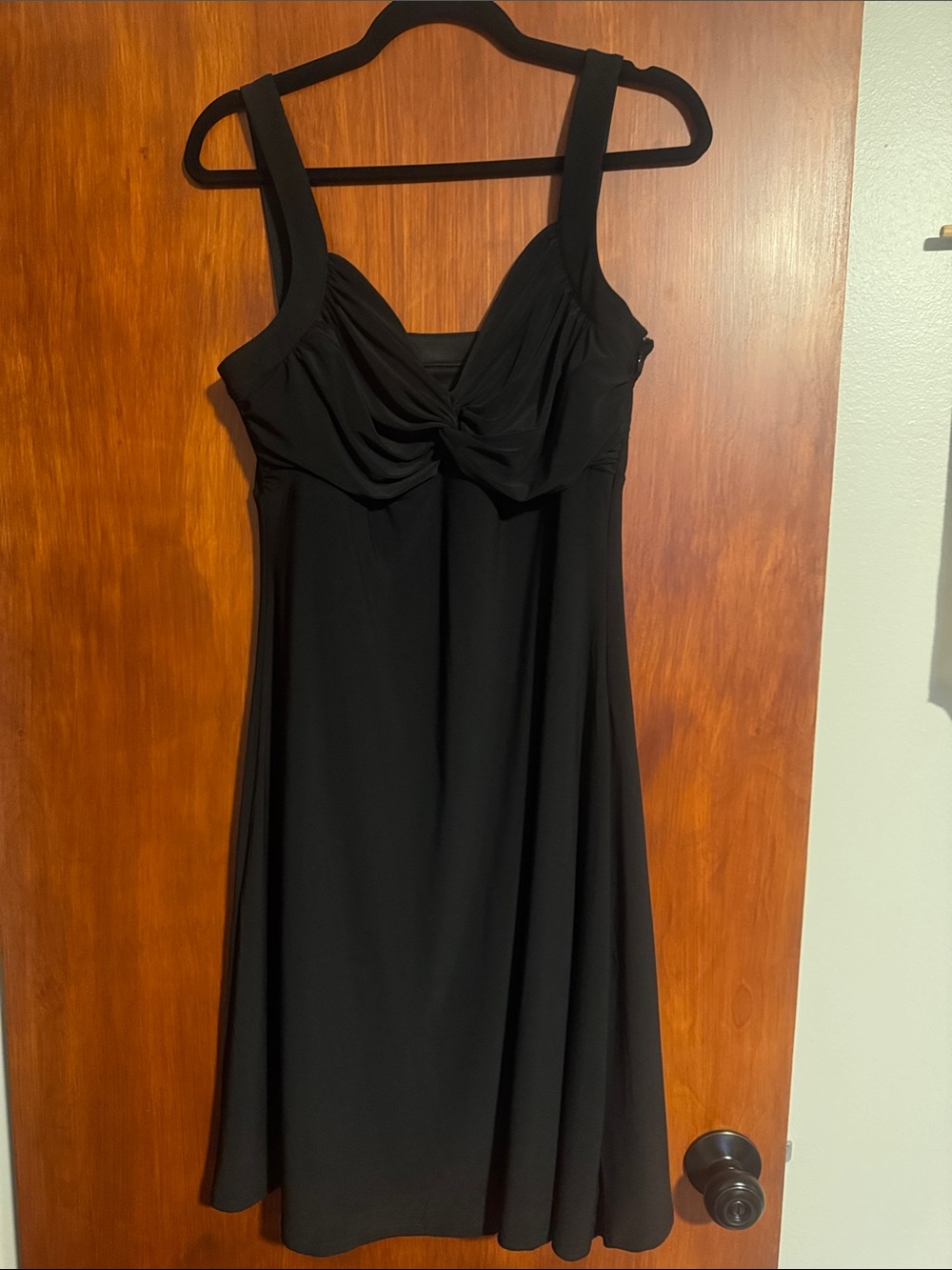 White House Black Market Black Midi Twist-Front Dress sz 10